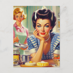 Retro Kitchen Painting Postcard