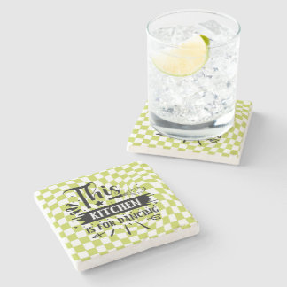 Retro Kitchen Sayings funny Pink Green Stone Coaster