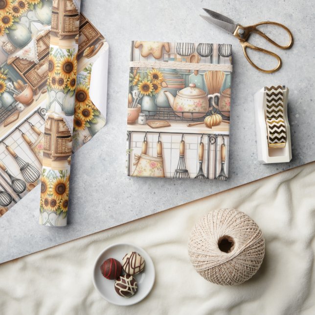 Retro Kitchen Shelf and Sunflower Wrapping Paper (Crafts)