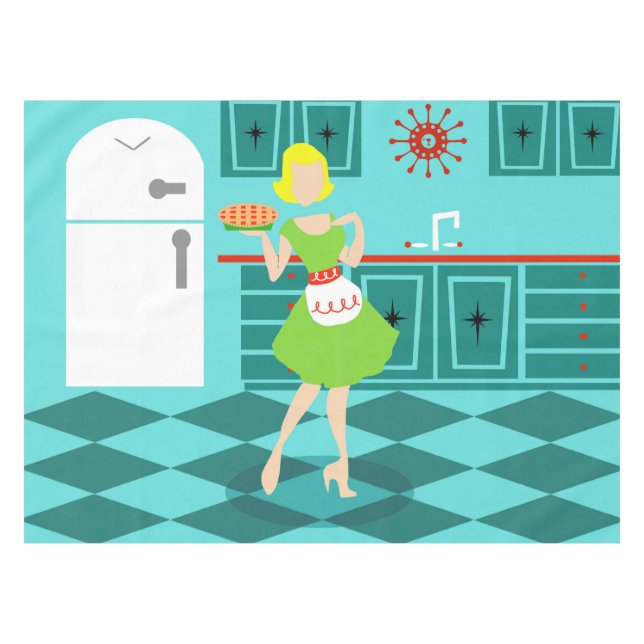 Retro Kitchen Tablecloth (Front (Horizontal))