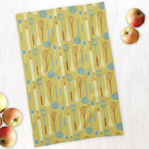 Retro Kitchen Utensils Tea Towel