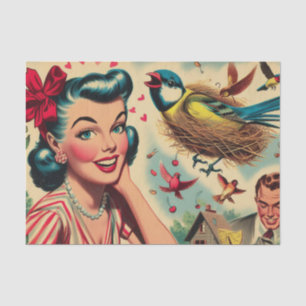 Retro Kitsch 1950s Girl Illustration Tissue Paper