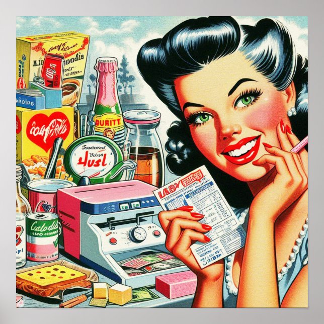 Retro Kitsch Beautiful Vintage Girl Poster (Front)