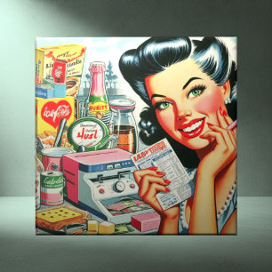 Retro Kitsch Beautiful Vintage Girl Tile