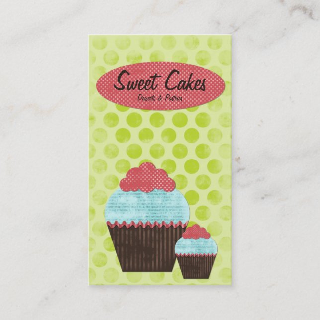Retro Kitsch Cupcake #1 Business Cards (Front)