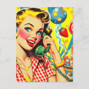 Retro Kitsch Pin Up Postcard