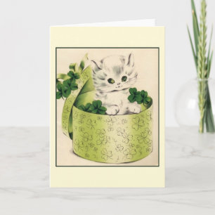 Retro Kitten Saint Patrick's Day Note Card