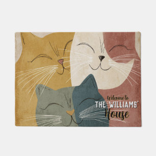 Retro Kittens House Interior Decor Welcome Doormat