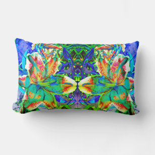 Retro kiwi Lily Mandala Lumbar Cushion