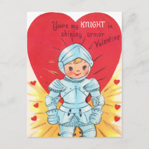 Retro Knight Valentine Holiday Postcard