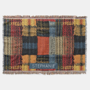 Retro Knit Patchwork - Cosy Autumn Boho Vintage Throw Blanket