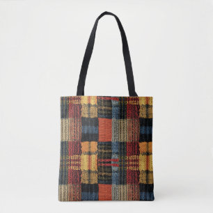 Retro Knit Patchwork - Cosy Autumn Boho Vintage Tote Bag