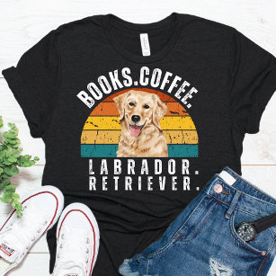Retro Labrador Dog Books Coffee T-Shirt