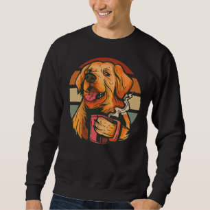 Retro Labrador Retriever Dog Coffee Drinker Sun Ri Sweatshirt