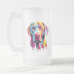 Retro Labrador Retriever Pop Art Colourful Dog Frosted Glass Beer Mug