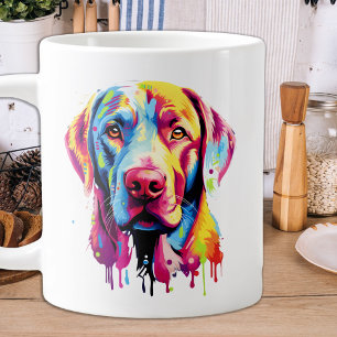 Retro Labrador Retriever Pop Art Colourful Dog Large Coffee Mug