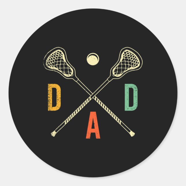 Retro Lacrosse Dad Lax Dad Lax Player Team Sports  Classic Round Sticker (Front)