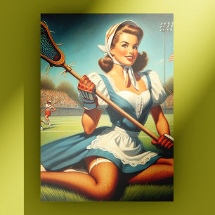 Retro Lacrosse Girl Postcard