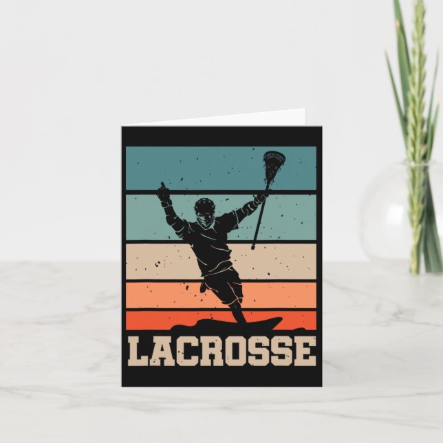 Retro Lacrosse Player Lax Stick Lacrosse Team  Card (Front)