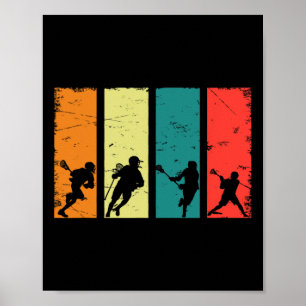 Retro Lacrosse Players Lax Stick Vintage Lacrosse Poster