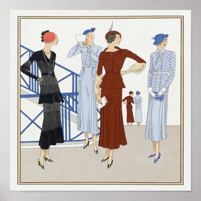 Retro Ladies Hats Heels Waiting Fashion Show Poster (Front)