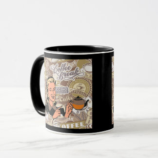 Retro Lady Coffee Break Collage Mug