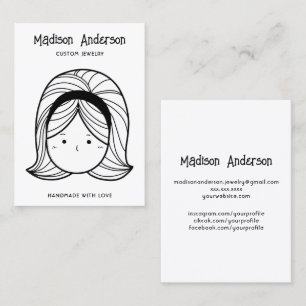 Retro Lady Drawing Face Earring Display Business Card