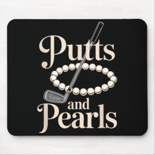 Retro Lady Golfer Women Golfing Putts And Pearls Mouse Pad