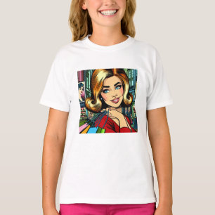 Retro Lady with Shopping Bags Mid Century T-Shirt