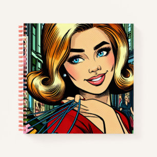 Retro Lady with Shopping Bags Sketchbook Notebook