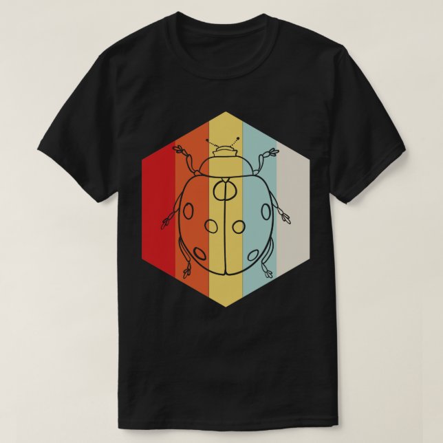 Retro Ladybug Lines T-Shirt (Design Front)