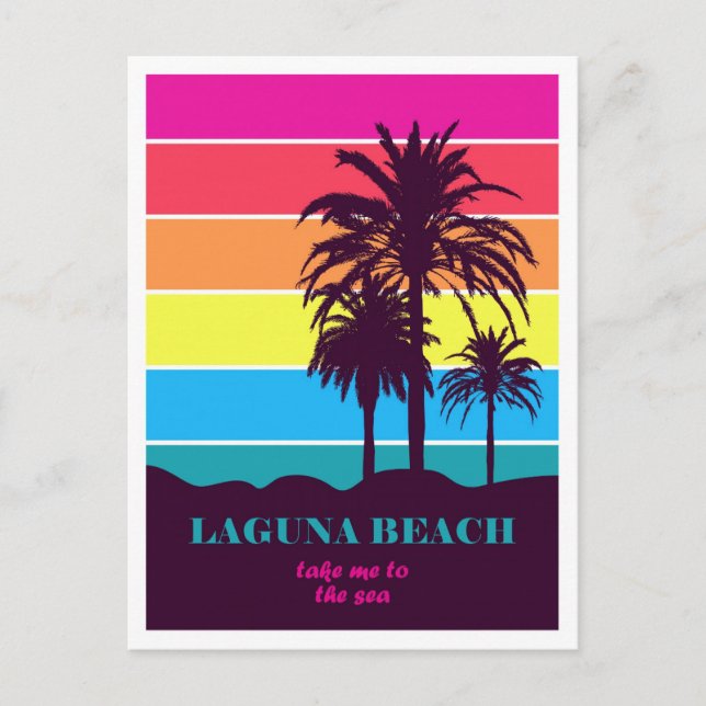 Retro Laguna Beach California Vintage Travel Postcard (Front)