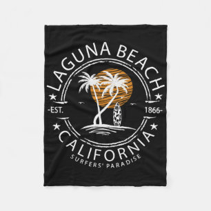 Retro Laguna California Surfing Beach Men Women Fleece Blanket