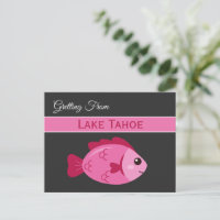 Retro Lake Adventure Pink Fish Vintage Design