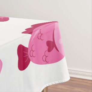 Retro Lake Adventure Pink Fish Vintage Design Tablecloth