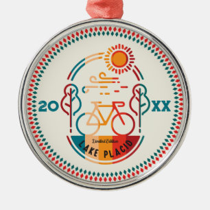 Retro Lake Placid Bike Trail Metal Tree Decoration