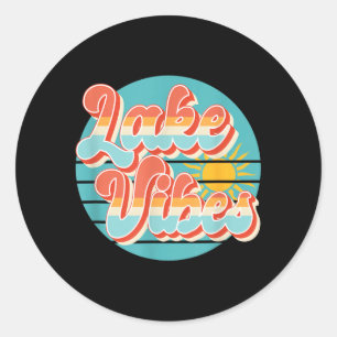 Retro Lake Vibes Summer Classic Round Sticker