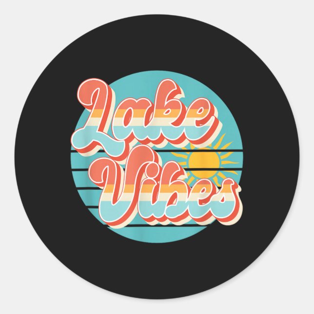 Retro Lake Vibes Summer Classic Round Sticker (Front)