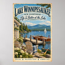 Retro Lake Winnipesaukee New Hampshire Travel