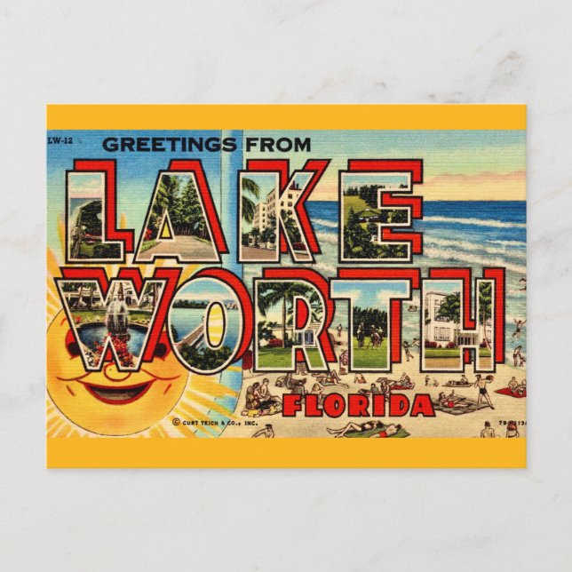 Retro Lake Worth Florida Postcard (Front)