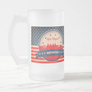 Retro Las Vegas Nevada Skyline Frosted Glass Beer Mug
