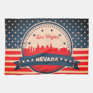 Retro Las Vegas Nevada Skyline Tea Towel
