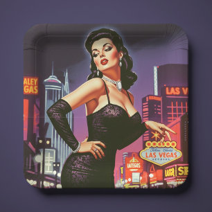 Retro Las Vegas Pin-up Paper Plate