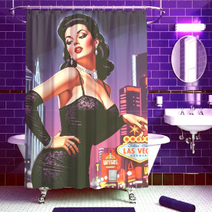 Retro Las Vegas Pin-up Shower Curtain