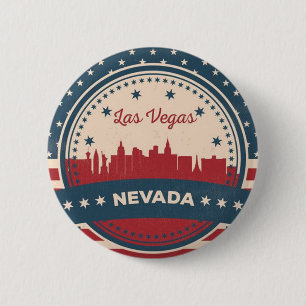 Retro Las Vegas Skyline 6 Cm Round Badge
