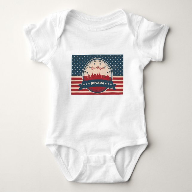 Retro Las Vegas Skyline Baby Bodysuit (Front)