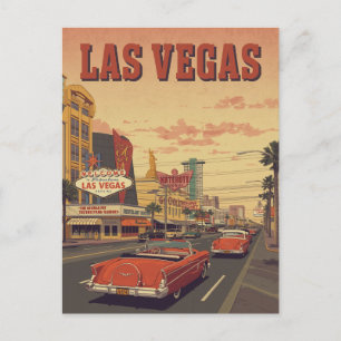 Retro Las Vegas Strip Drive Postcard