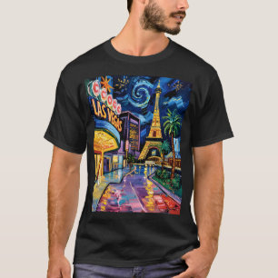 Retro Las Vegas Van Gogh Style Casino Night City T-Shirt
