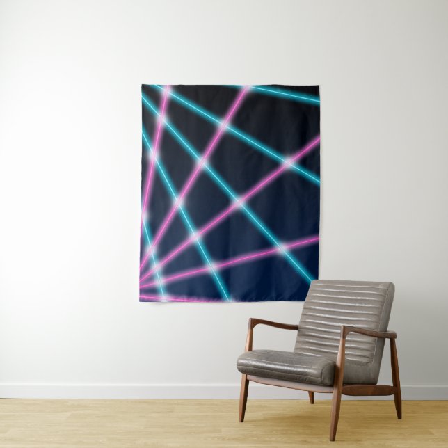 Retro Laser Photo School Portrait Backdrop 80s 90s Tapestry (In Situ)