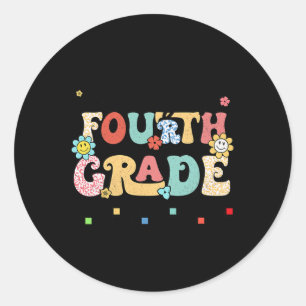 Retro Last Day Of Fourth Grade Kids Senior 2024 Gr Classic Round Sticker